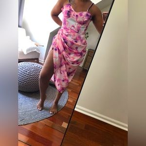 Lilac Tie-Dye Satin Dress